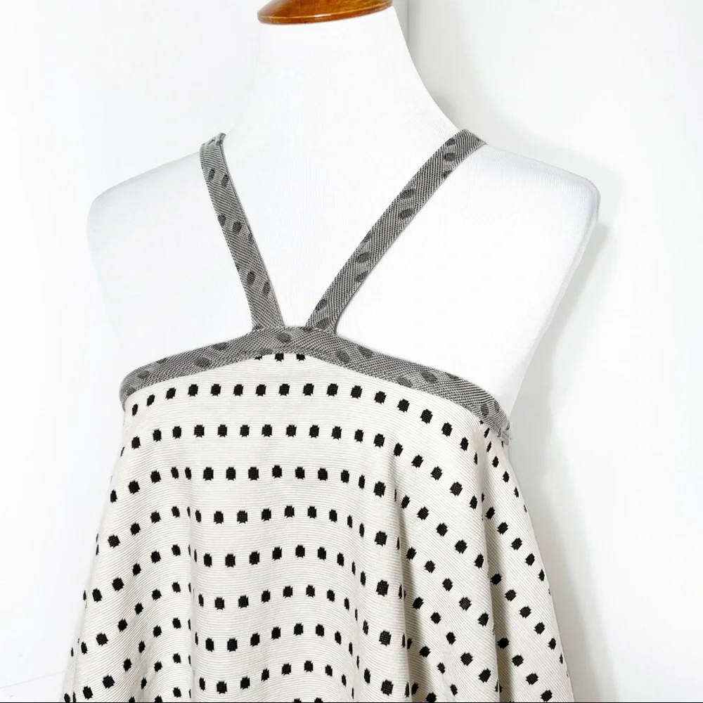 SOLD-Anthropologie Polka Dot Retro Halter Cream and Black Sleeveless Top - Picture 3 of 12